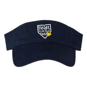 My Heart Is On That Field Softball Mom Cute Funny Valucap Bio-Washed Visor