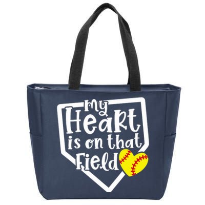 My Heart Is On That Field Softball Mom Cute Funny Zip Tote Bag