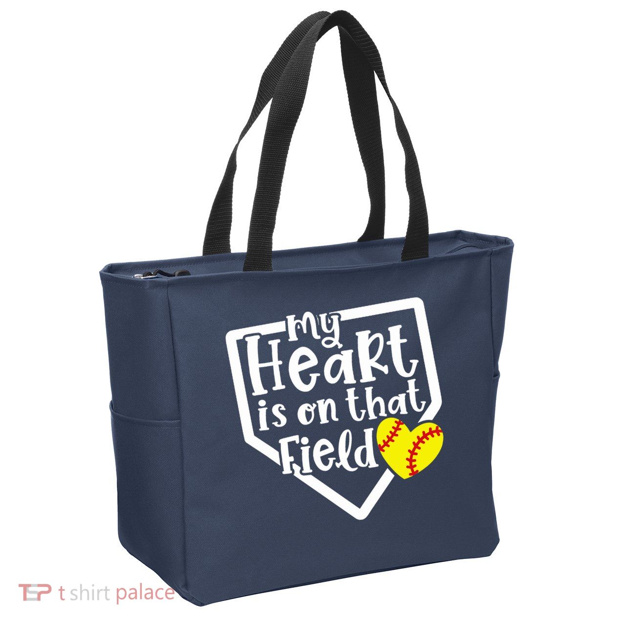 My Heart Is On That Field Softball Mom Cute Funny Zip Tote Bag