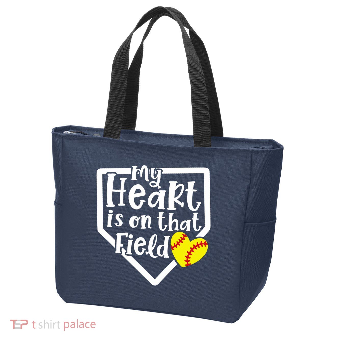 My Heart Is On That Field Softball Mom Cute Funny Zip Tote Bag