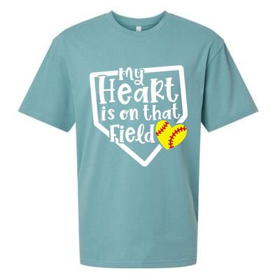 My Heart Is On That Field Softball Mom Cute Funny Sueded Cloud Jersey T-Shirt