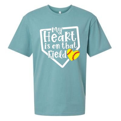 My Heart Is On That Field Softball Mom Cute Funny Sueded Cloud Jersey T-Shirt