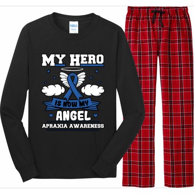 My Hero Is Now My Angel Apraxia Awareness Aos Buccofacial Gift Long Sleeve Pajama Set