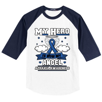 My Hero Is Now My Angel Apraxia Awareness Aos Buccofacial Gift Baseball Sleeve Shirt