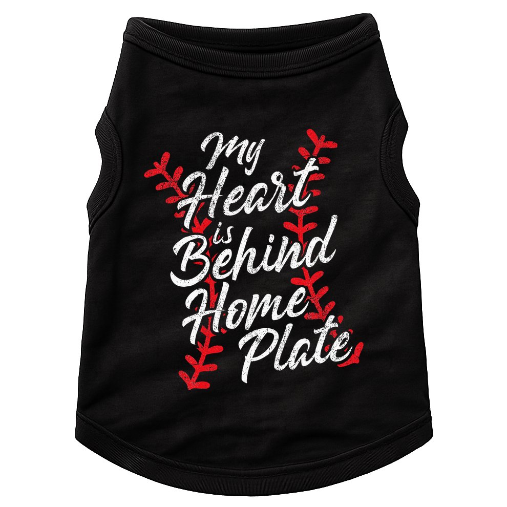 My Heart Is Behind Home Plate Baseball Laces Catcher Cute Doggie Tank