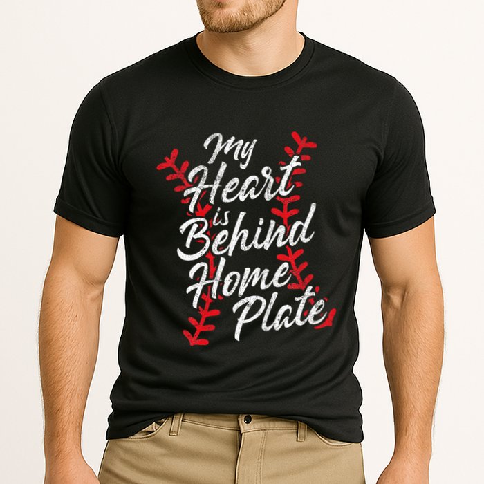 My Heart Is Behind Home Plate Baseball Laces Catcher Cute Cooling Performance Crew T-Shirt