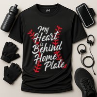 My Heart Is Behind Home Plate Baseball Laces Catcher Cute Cooling Performance Crew T-Shirt