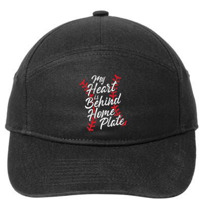 My Heart Is Behind Home Plate Baseball Laces Catcher Cute 7-Panel Snapback Hat