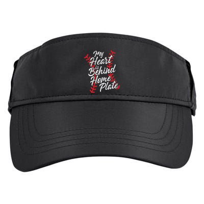 My Heart Is Behind Home Plate Baseball Laces Catcher Cute Adult Drive Performance Visor