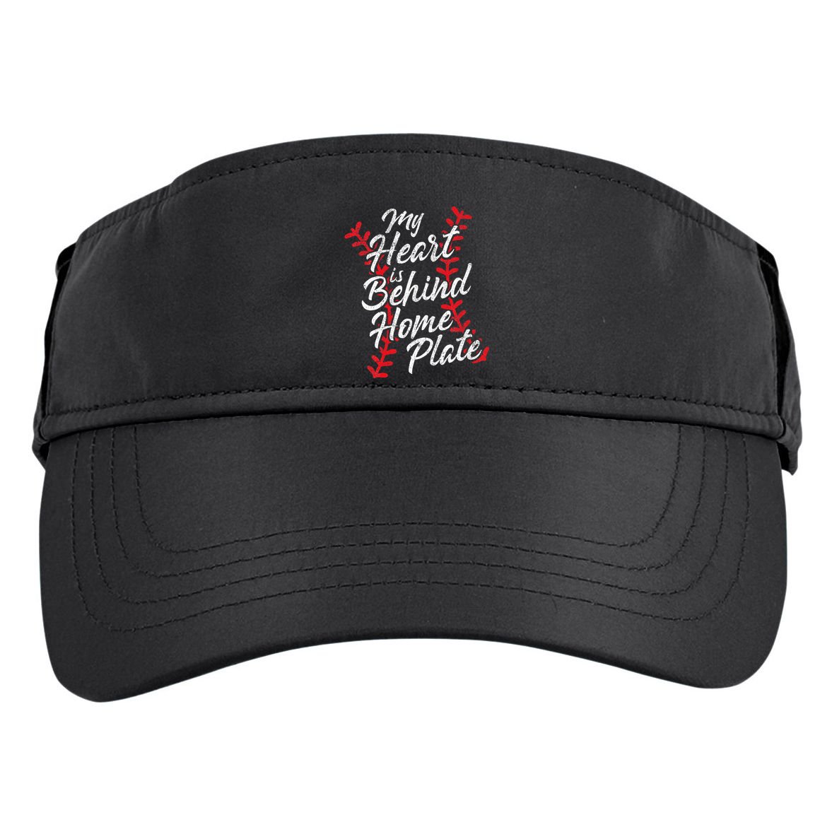 My Heart Is Behind Home Plate Baseball Laces Catcher Cute Adult Drive Performance Visor