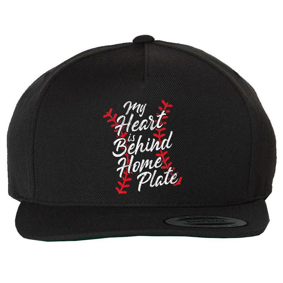 My Heart Is Behind Home Plate Baseball Laces Catcher Cute Wool Snapback Cap