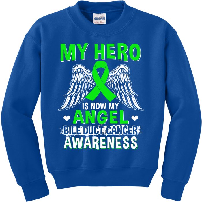 My Hero Is Now My Angel Bile Duct Cancer Awareness Gift Kids Sweatshirt