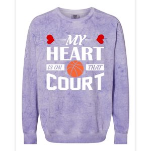 My Heart Is On That Court Basketball Mom Dad Gift Gift Colorblast Crewneck Sweatshirt