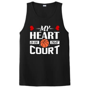 My Heart Is On That Court Basketball Mom Dad Gift Gift PosiCharge Competitor Tank