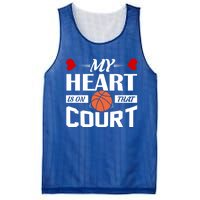 My Heart Is On That Court Basketball Mom Dad Gift Gift Mesh Reversible Basketball Jersey Tank