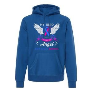 My Hero Is Now My Angel Birth Defects Awareness Month Funny Gift Premium Hoodie