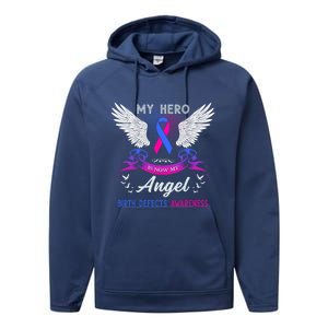 My Hero Is Now My Angel Birth Defects Awareness Month Funny Gift Performance Fleece Hoodie