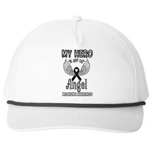 My Hero Is Now My Angel Melanoma Awareness Skin Cancer Gift Snapback Five-Panel Rope Hat