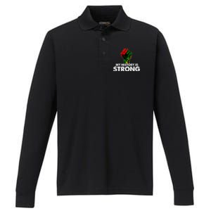 My History Is Strong Black History Month Fist African Pride Cute Gift Performance Long Sleeve Polo