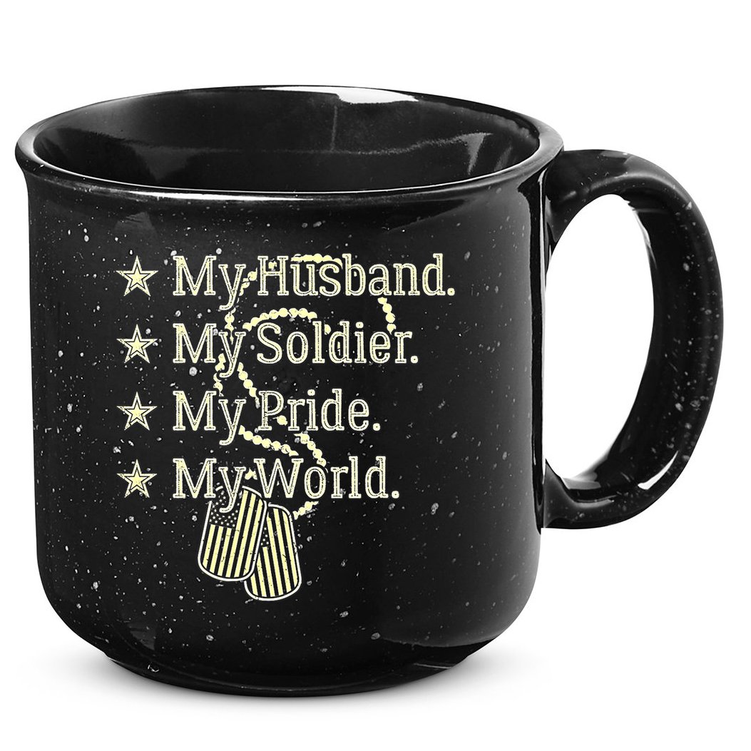 My Husband Is A Soldier Hero Proud Military Wife Army Spouse Funny Gift 15oz Campfire Ceramic Mug