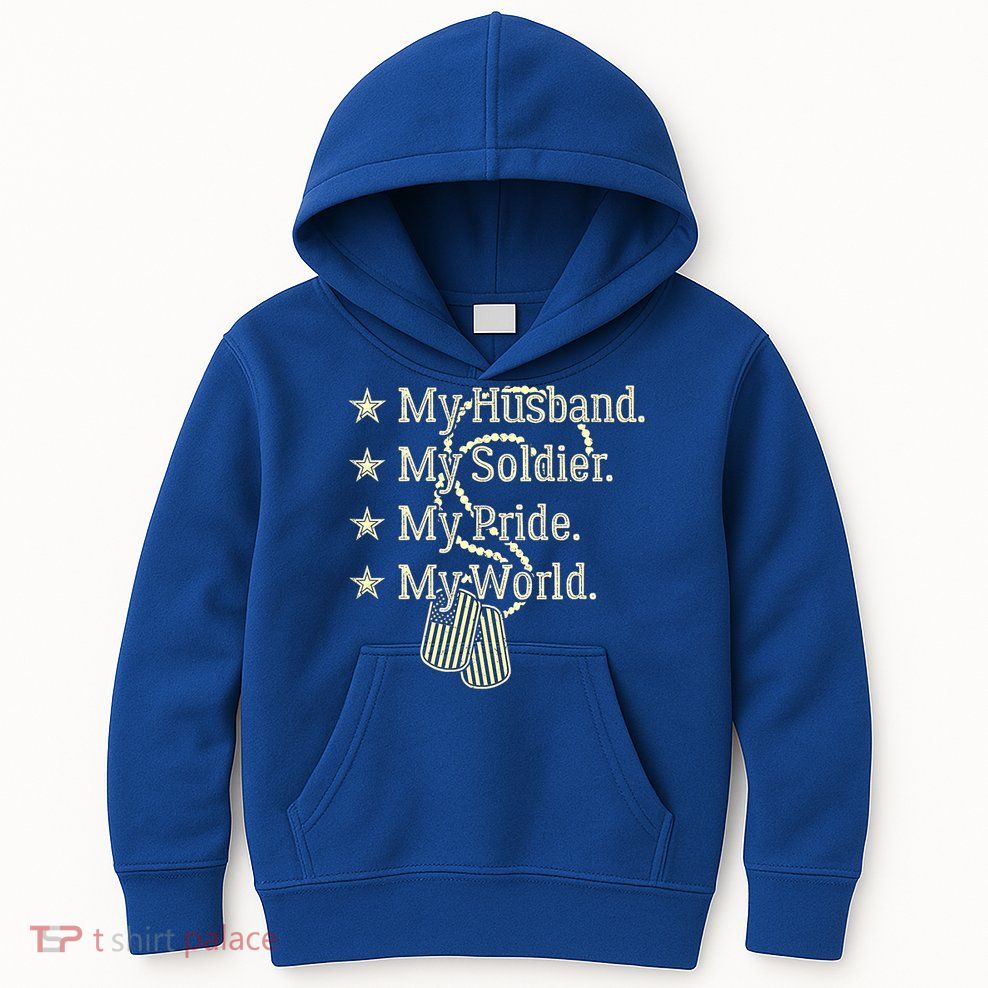 My Husband Is A Soldier Hero Proud Military Wife Army Spouse Funny Gift Kids Hoodie