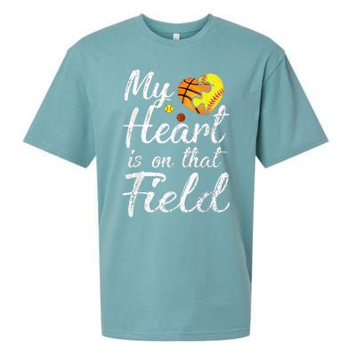 My Heart is on That Field Tee Basketball Softball Mom Gifts Sueded Cloud Jersey T-Shirt