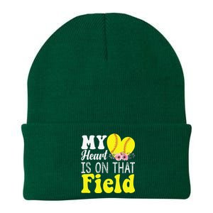 My Heart is on That Field Baseball Tee Softball Mom Gifts Knit Cap Winter Beanie