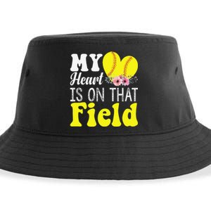 My Heart is on That Field Baseball Tee Softball Mom Gifts Sustainable Bucket Hat