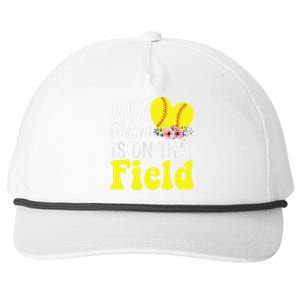 My Heart is on That Field Baseball Tee Softball Mom Gifts Snapback Five-Panel Rope Hat