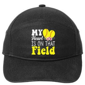 My Heart is on That Field Baseball Tee Softball Mom Gifts 7-Panel Snapback Hat