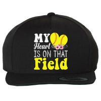 My Heart is on That Field Baseball Tee Softball Mom Gifts Wool Snapback Cap