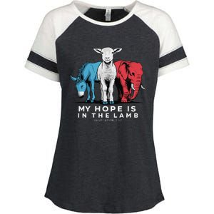 My Hope Is In The Lamb Christian God Jesus Enza Ladies Jersey Colorblock Tee