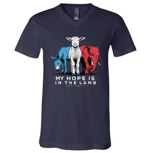 My Hope Is In The Lamb Christian God Jesus V-Neck T-Shirt