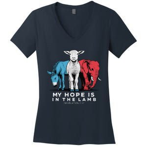 My Hope Is In The Lamb Christian God Jesus Women's V-Neck T-Shirt