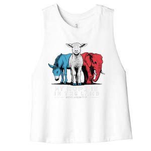 My Hope Is In The Lamb Christian God Jesus Women's Racerback Cropped Tank