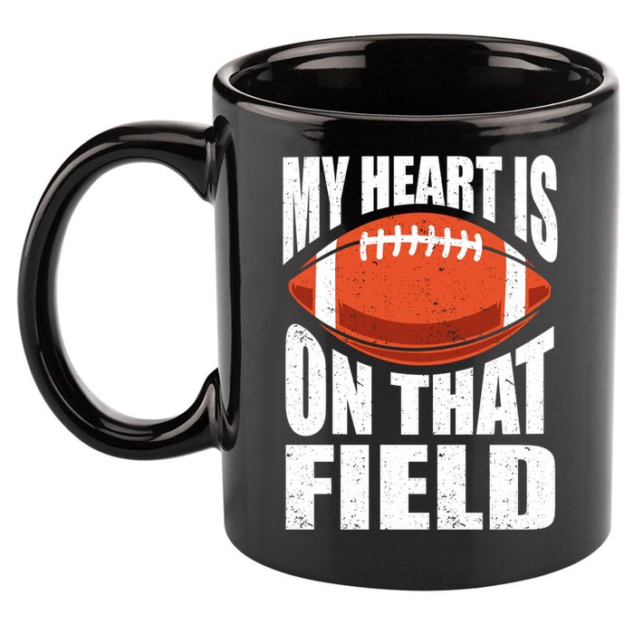 My Heart Is On That Field American Football Mom Dad Meaningful Gift 11oz C Handle Ceramic Mug