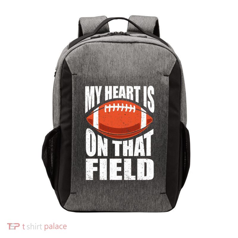 My Heart Is On That Field American Football Mom Dad Meaningful Gift Vector Backpack