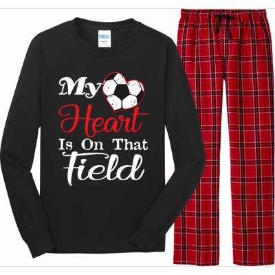 My Heart Is On That Field Soccer Funny Gift Meaningful Gift Long Sleeve Pajama Set