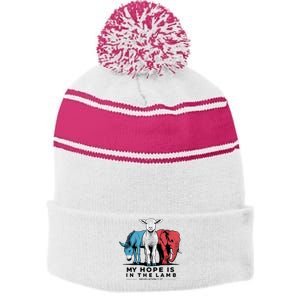 My Hope Is In The Lamb Stripe Pom Pom Beanie