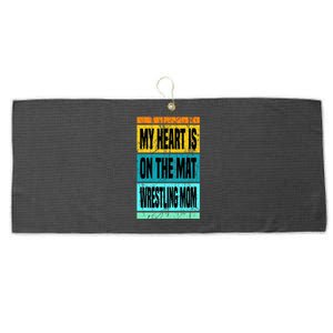 My Heart Is On The Mat Wrestling Mom Funny Wrestling Mother Large Microfiber Waffle Golf Towel