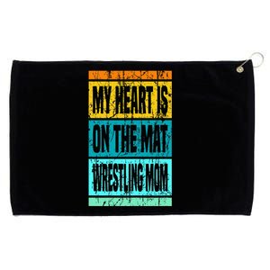 My Heart Is On The Mat Wrestling Mom Funny Wrestling Mother Grommeted Golf Towel