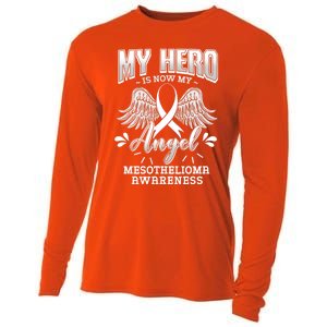 My Hero Is Now My Angel Mesothelioma Warrior Mesothelium Gift Cooling Performance Long Sleeve Crew