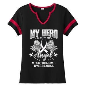 My Hero Is Now My Angel Mesothelioma Warrior Mesothelium Gift Ladies Halftime Notch Neck Tee