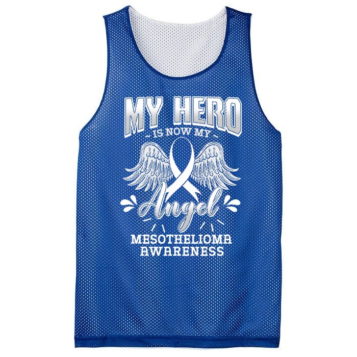 My Hero Is Now My Angel Mesothelioma Warrior Mesothelium Gift Mesh Reversible Basketball Jersey Tank