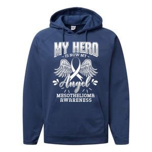 My Hero Is Now My Angel Mesothelioma Warrior Mesothelium Gift Performance Fleece Hoodie