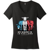 My Hope Is In The Lamb Women's V-Neck T-Shirt