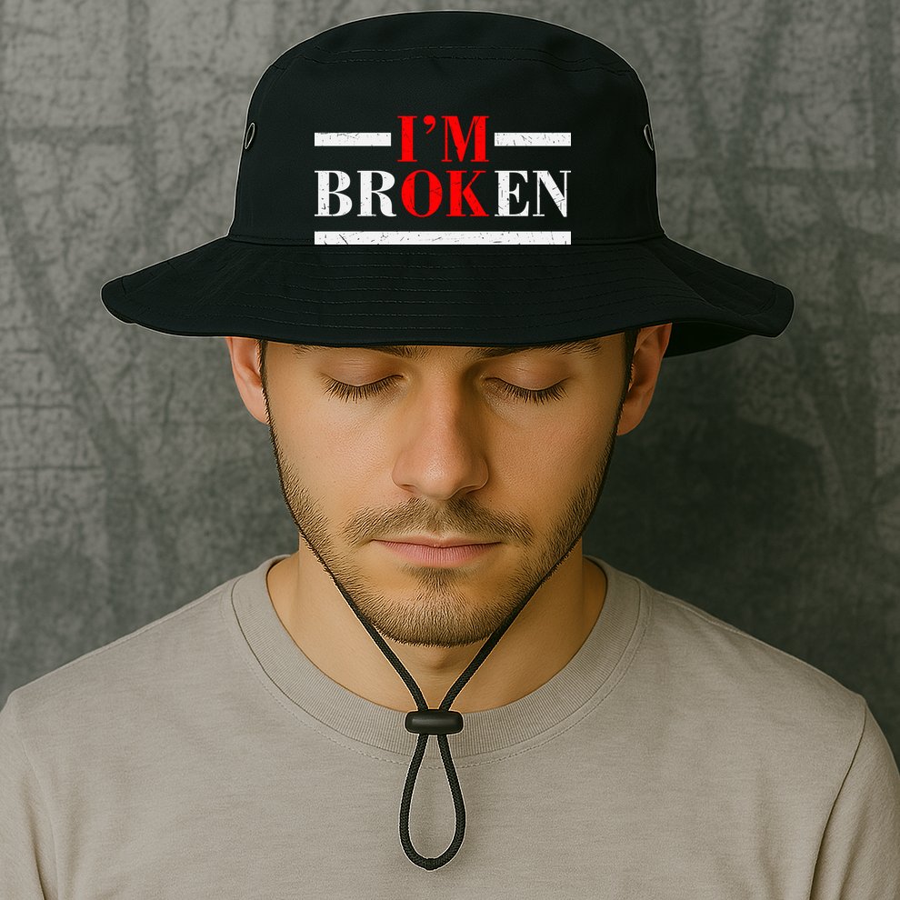Mental Health I'm Ok I'm Broken Invisible Bucket Hat