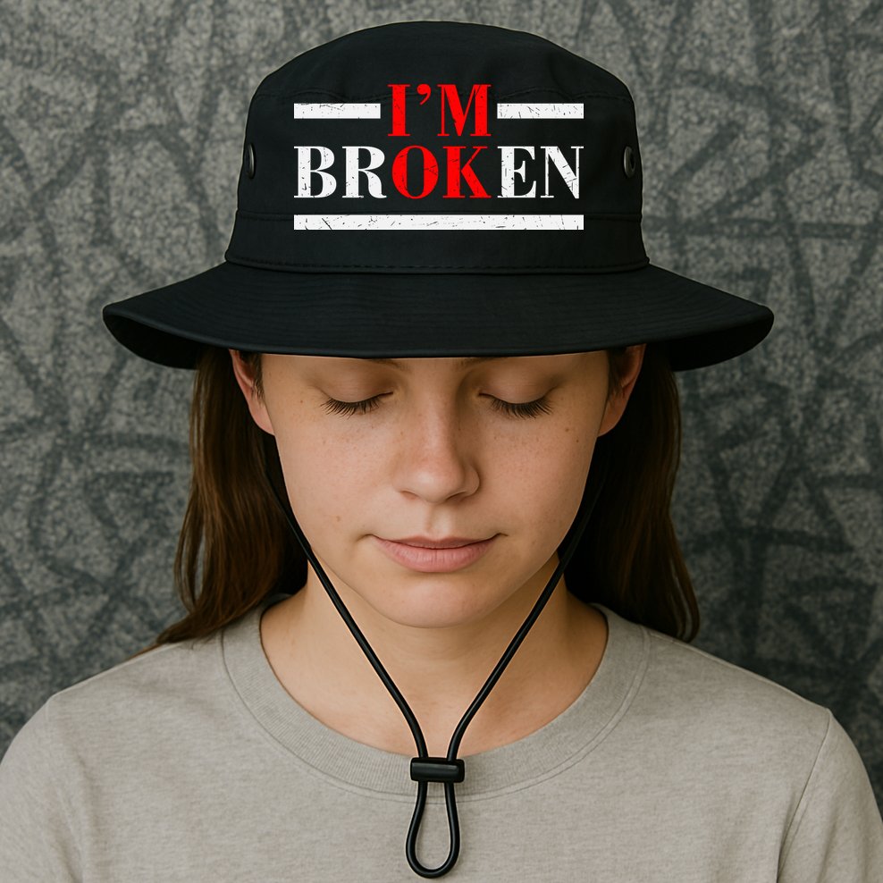 Mental Health I'm Ok I'm Broken Invisible Bucket Hat