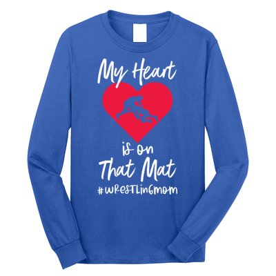 My Heart Is On That Mat Wrestling Wrestler College Mom Gift Long Sleeve Shirt