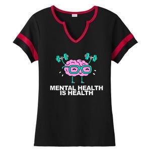 Mental Health Is Health Brain Workout Ladies Halftime Notch Neck Tee